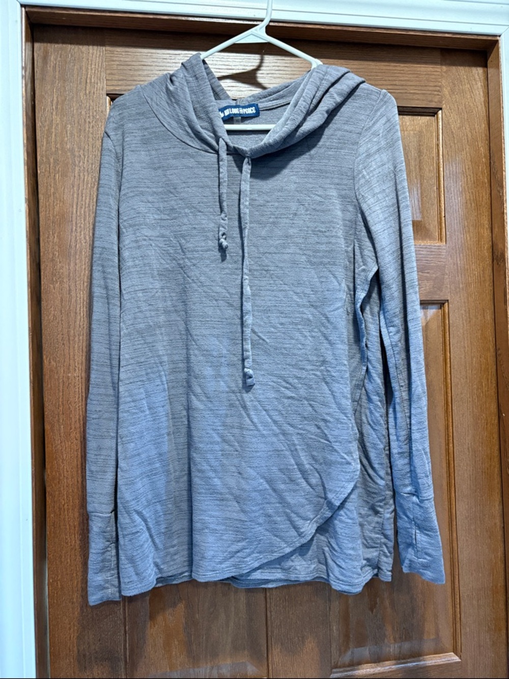 Light Gray Hooded Pullover Top- Maternity/ Nursing Friendly